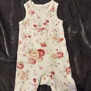 Vintage 90s Y2K Baby Gap Shabby Cottage Rose One Piece Tank Romper Shorts 3T